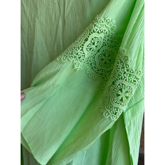 Ruby Rd. Womens Green Solid Bali Lace Spilt V-Neck 3/4 Sleeve Blouse Size 1X NWT - Picture 5 of 5